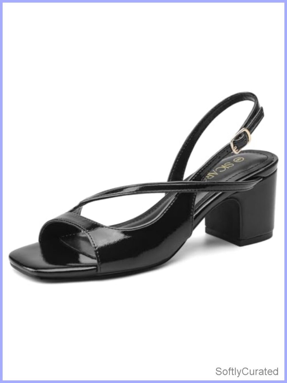 Women's Square Open Toe Chunky Heel Slingback Strappy Sandals